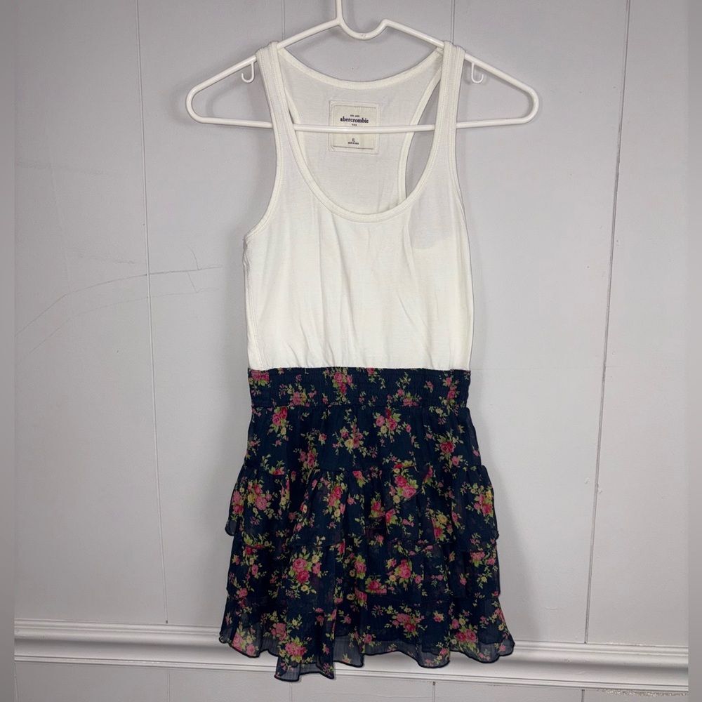 Abercrombie Kids Y2K Floral Skirt White Top Sleeveless Dress XL Preppy Cute
